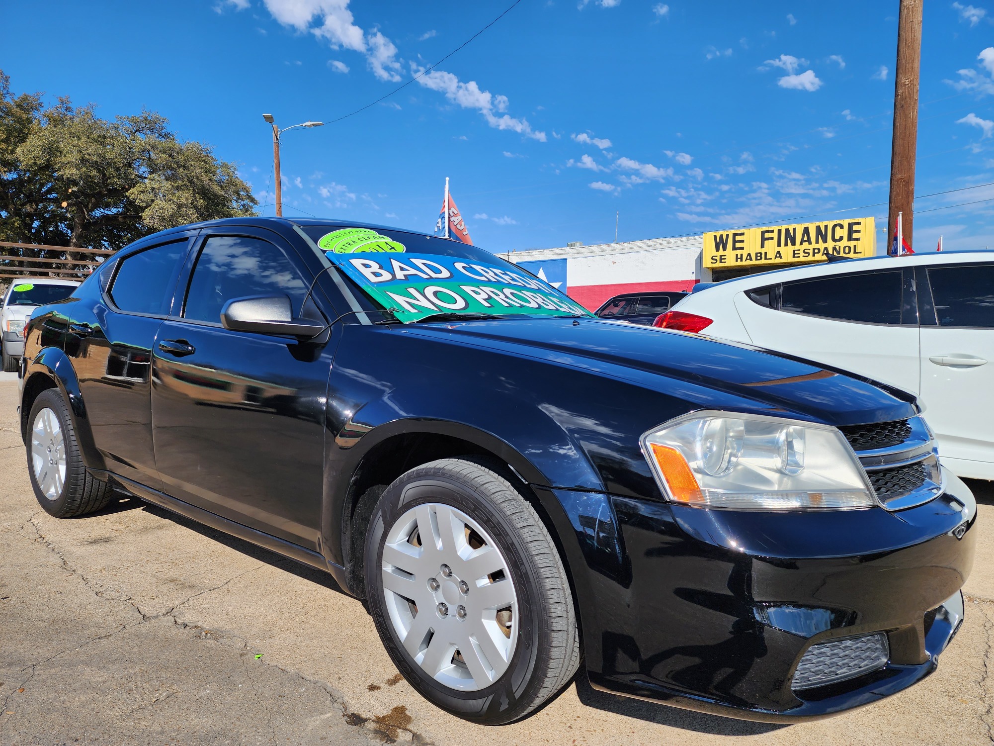 2014 BLACK Dodge Avenger SE (1C3CDZAB6EN) with an 2.4L L4 DOHC 16V engine, 4-Speed Automatic transmission, located at 2660 S.Garland Avenue, Garland, TX, 75041, (469) 298-3118, 32.885551, -96.655602 - Welcome to DallasAutos4Less, one of the Premier BUY HERE PAY HERE Dealers in the North Dallas Area. We specialize in financing to people with NO CREDIT or BAD CREDIT. We need proof of income, proof of residence, and a ID. Come buy your new car from us today!! This is a very clean 2014 DODGE AVENG - Photo #1