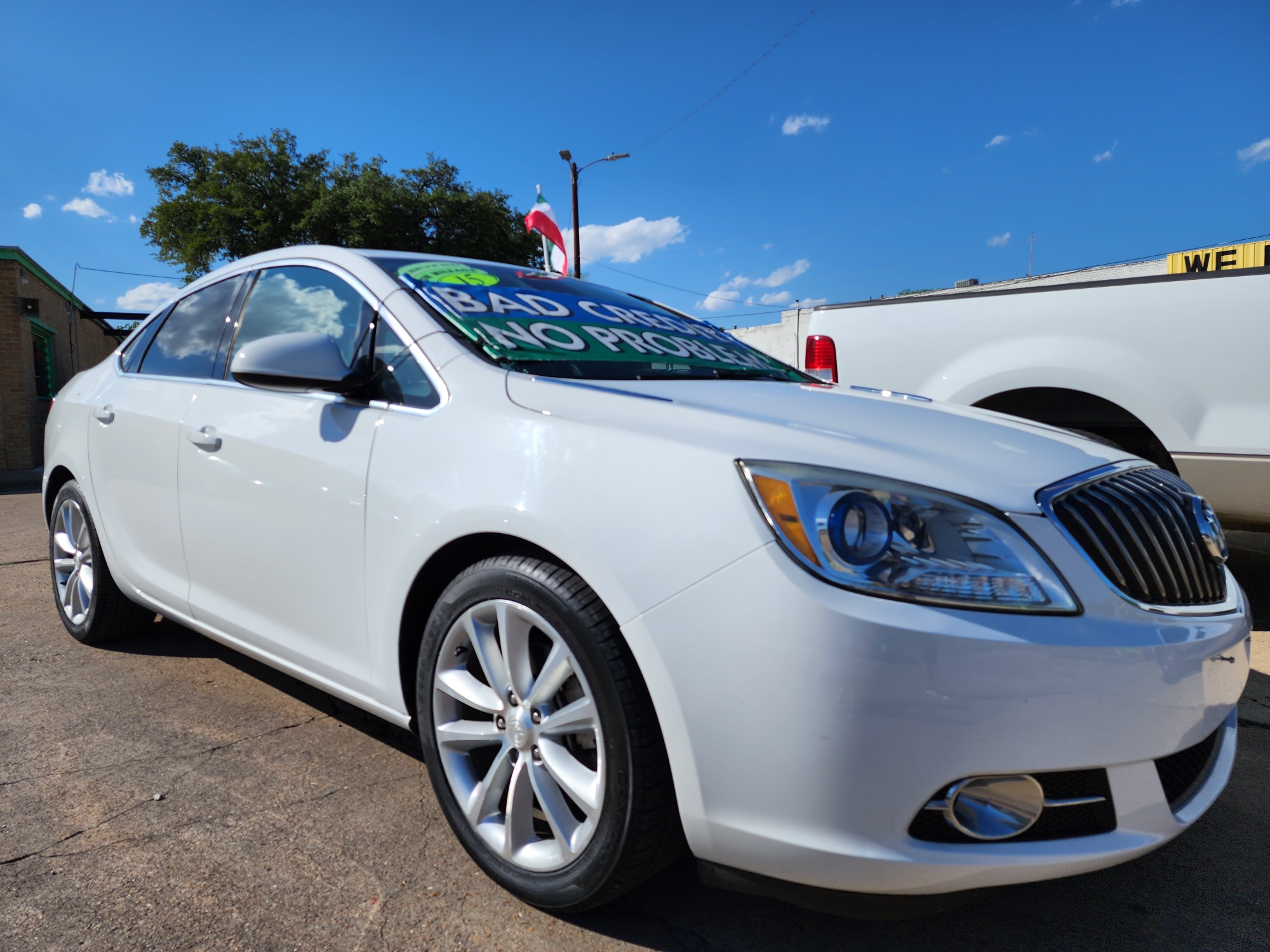2015 WHITE Buick Verano Convenience (1G4PR5SK3F4) with an 2.4L L4 DOHC 16V FFV engine, 6-Speed Automatic transmission, located at 2660 S.Garland Avenue, Garland, TX, 75041, (469) 298-3118, 32.885551, -96.655602 - Welcome to DallasAutos4Less, one of the Premier BUY HERE PAY HERE Dealers in the North Dallas Area. We specialize in financing to people with NO CREDIT or BAD CREDIT. We need proof of income, proof of residence, and a ID. Come buy your new car from us today!! This is a very well cared for 2015 BU - Photo #1